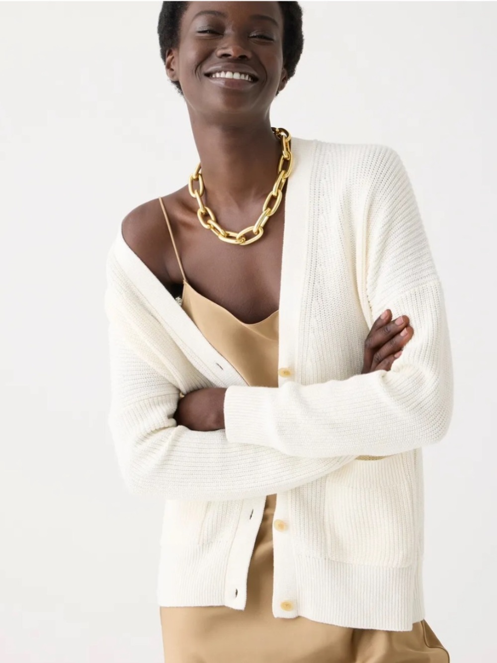 J. Crew V-Neck Cotton-Blend Cardigan Sweater | XL